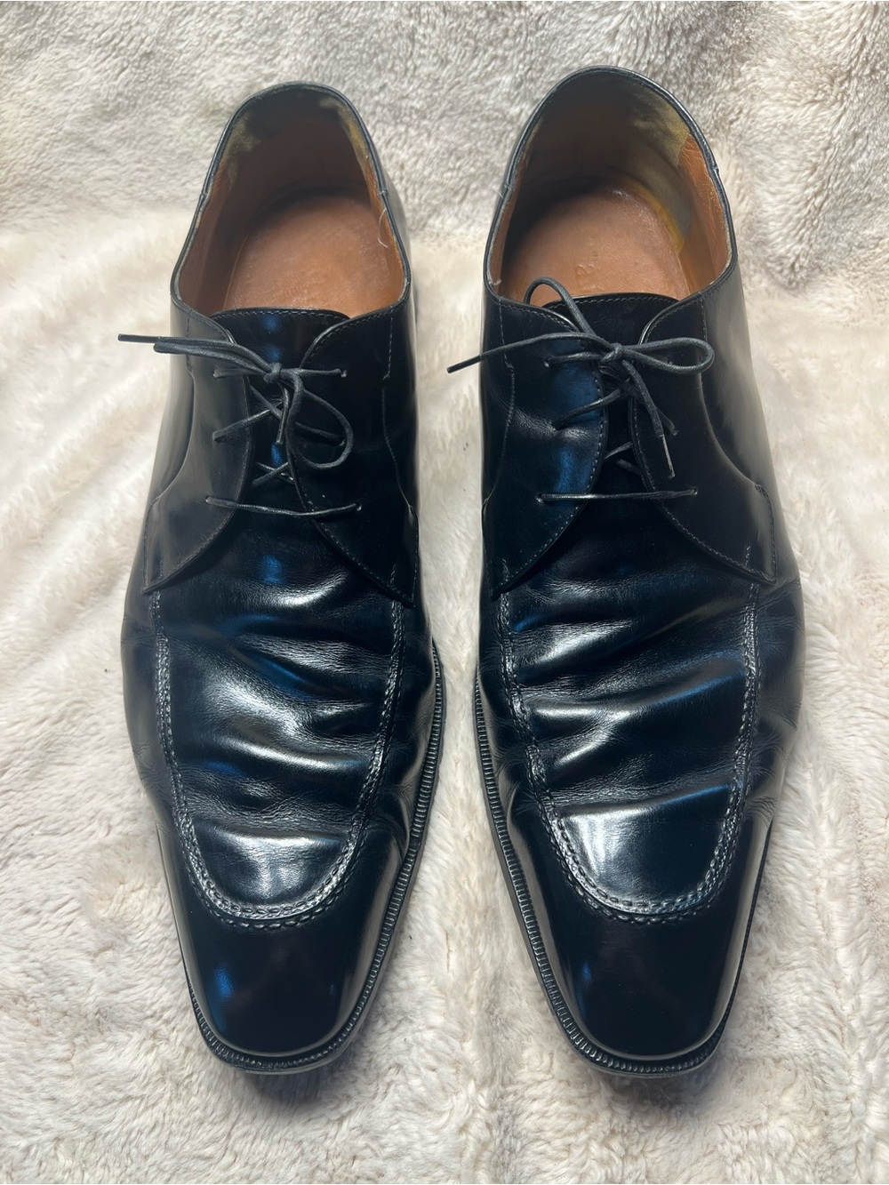 a.testoni Black Label apron toe leather derby shoes crafted in Italy size 13
